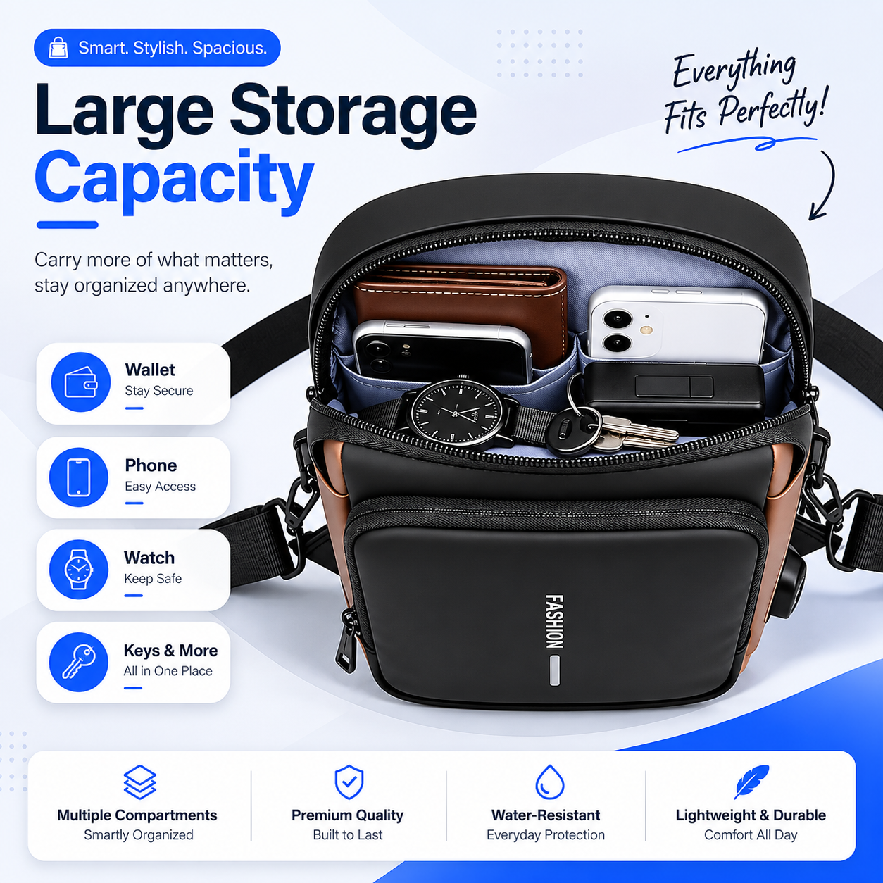 Anti-Theft Cross Body Travel Bag