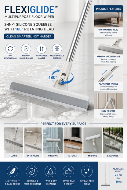FlexiGlide™ 2-in-1 Silicone Wiper with 180° Rotating Head