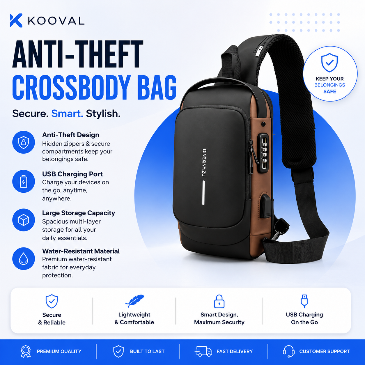 Anti-Theft Cross Body Travel Bag